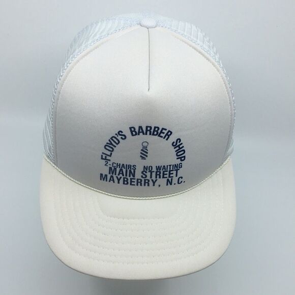 Vintage Floyd’s Barber Shop Mayberry NC white trucker hat SnapBack Andy Griffith - Picture 4 of 16